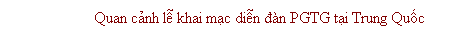 Text Box: Quan cảnh lễ khai mạc diễn đàn PGTG tại Trung Quốc